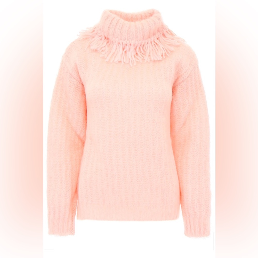 Miu Miu Pink Turtle Neck Fray Sweater IT36=US0